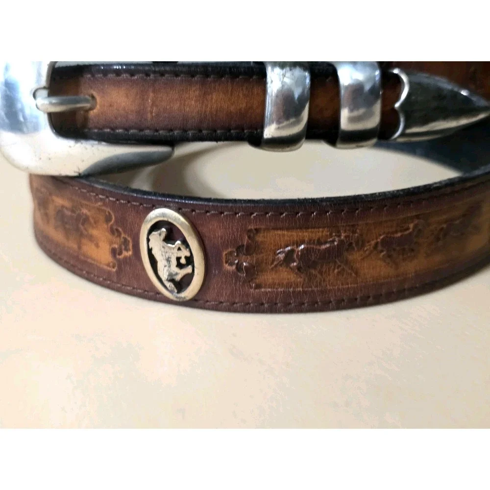 Appaloosa Trading Company Genuine‎ Leather Belt Horses Conchos Size 38